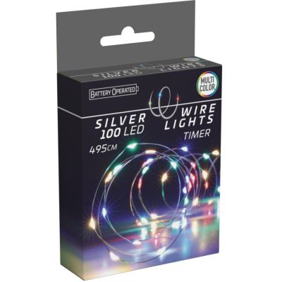 2. BATTERY-OPERATED WIRE LAMPS GARLAND 100 LED MULTICOLOR TIMER