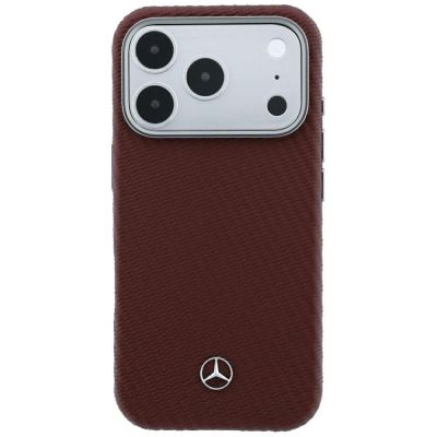 3. Mercedes Leather Semi Wrap Wood Effect MagSafe case for iPhone 17 Pro Max / 18 Pro Max - burgundy