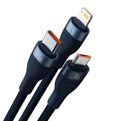 2. Baseus Flash Series II cable USB - USB Type C / Lightning / micro USB 100 W 1.2 m blue (CASS030003)