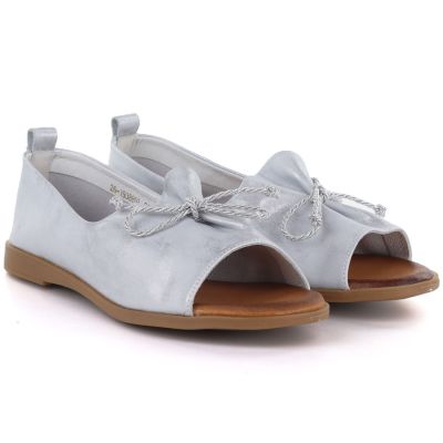 3. Women's leather open-toe silver shoes Cambell 19388