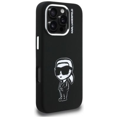 4. Karl Lagerfeld Silicone Karl Sketch MagSafe Case for iPhone 16 Pro - Black
