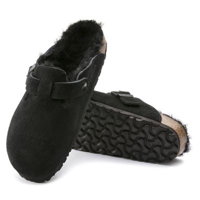 11. Birkenstock Boston Shearling Black Women's Wool Insulated Clogs in Suede Leather Narrow (0259883)