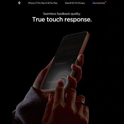 16. Spigen Glas.tR EZ Fit Privacy Tempered Glass for iPhone 16 Pro Max / 17 Pro Max - 2 pcs.