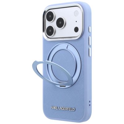 2. Karl Lagerfeld Ring Stand 360 Saffiano Classic Logo MagSafe Case for iPhone 18 Pro Max / 17 Pro Max - Light Blue
