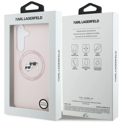 8. Karl Lagerfeld Silicone Karl & Choupette Heads MagSafe Case for Samsung Galaxy S25 FE - Pink