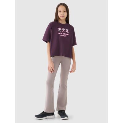 4. Girls' oversize printed crop top 4F 4FJRSS25TTSHF2587-50S