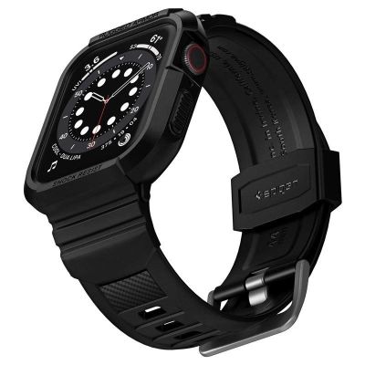 11. Spigen Rugged Armor Pro Case with Strap for Apple Watch 4 / 5 / 6 / 7 / 8 / SE (44/45 mm) - Black