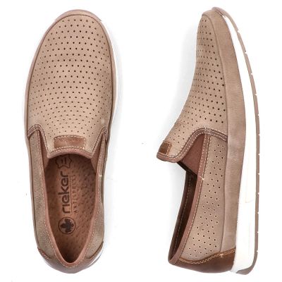 4. Men's leather openwork moccasins brown Rieker 11955-64