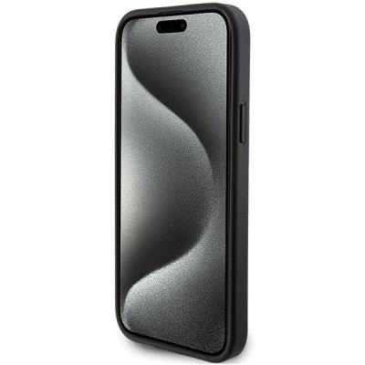 5. Karl Lagerfeld Saffiano Cardslot Karl&Choupette Metal Pin case for iPhone 15 - black