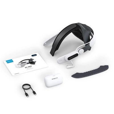 6. BoboVR E3 Pro Head Strap with Battery for Meta Quest 3 and 3S - White and Black