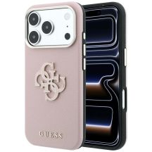 Guess Grained & Big Resin Logo Case for iPhone 18 Pro Max / 17 Pro Max - Pink