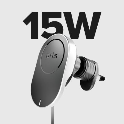 4. SBS TESUPP15WRETRACABL Wireless Charger Smartphone Holder with Retractable Cable Compatible with MagSafe - Black