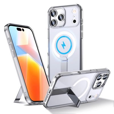2. Hybrid Armor X Case for iPhone 17 Pro Max with Stand, Compatible with MagSafe - Transparent