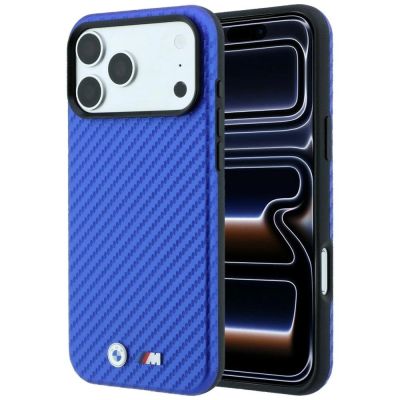 BMW M Carbon Metal Logo MagSafe Case for iPhone 17 Pro / 18 Pro - Blue