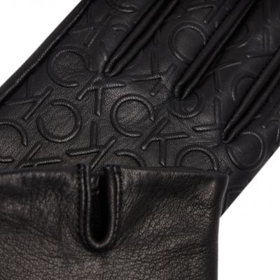 6. Calvin Klein Re-lock Debossed Leather Gloves W K60K609975