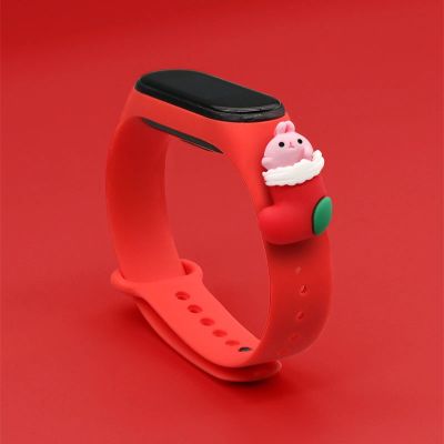 2. Strap Xmas for Xiaomi Mi Band 3 / 4 Christmas Silicone Strap Bracelet with Sock - Red