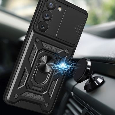 3. Hybrid Armor Camshield case for Samsung Galaxy S23+ armored case with camera cover blue