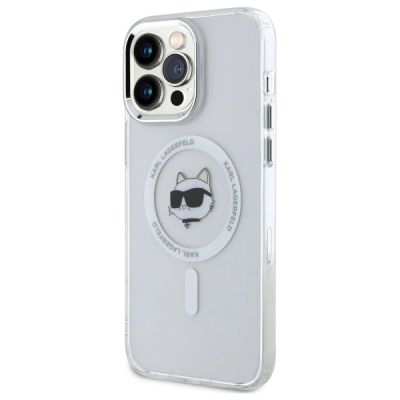 2. Karl Lagerfeld IML Metal Choupette Head MagSafe Case for iPhone 14 Pro Max - White