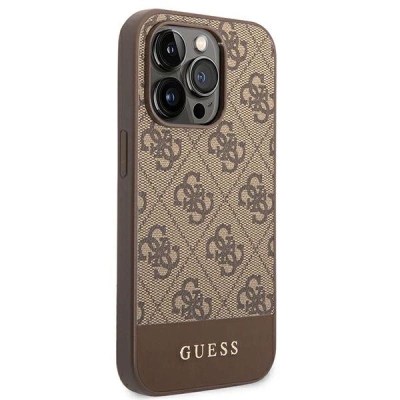 4. Guess GUHCP14LG4GLBR iPhone 14 Pro 6.1" brown/brown hard case 4G Stripe Collection