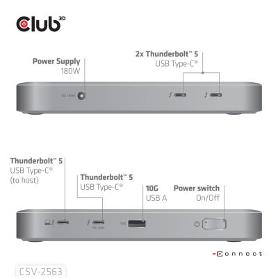 5. CLUB3D CSV-2563 Thunderbolt 5 Docking Station Silver
