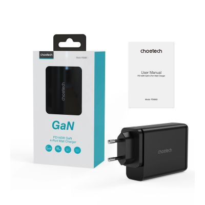 5. Choetech charger GaN 140W 4 ports (2x USB C, 2x USB) black (PD6005)