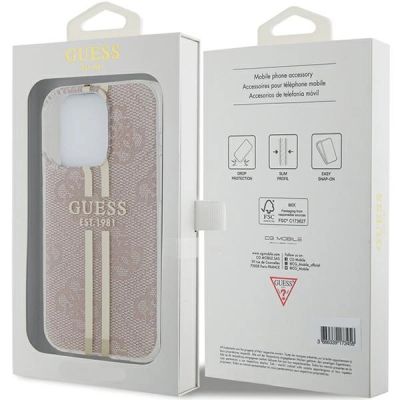 8. Guess IML 4G Gold Stripe case for iPhone 15 Pro - pink