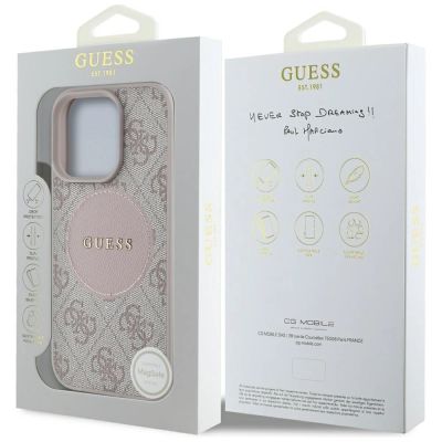 8. Guess 4G Circle Classic Logo MagSafe iPhone 16 Pro Case - Pink
