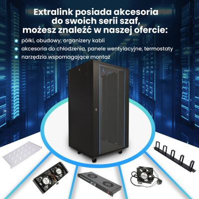 12. Extralink Rack Cabinet 22U 600x800 Black Floor Standing