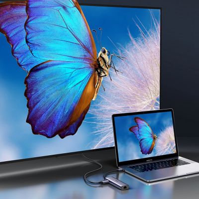 8. Ugreen CM512 90568 USB-C Adapter - 2x USB-A 3.0 / HDMI / RJ45 / SD and TF Card Reader / USB-C PD 100W - Gray