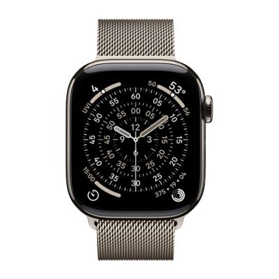 3. Apple Watch Series 11 Cellular 46mm Natural Titanium Case with Natural Mesh Strap - M/L