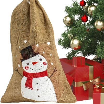 7. JUTE GIFT BAG 70X50CM SNOWMAN