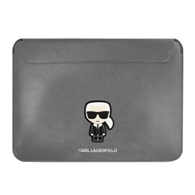Karl Lagerfeld Saffiano Ikonik Karl case for a 16" laptop - silver