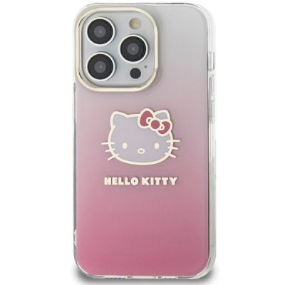 3. Hello Kitty IML Gradient Electrop Kitty Head case for iPhone 15 Pro Max - pink