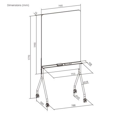 6. ERGO OFFICE MOBILE DRY-ERASE BOARD, VERTICAL ORIENTATION, WHITE, SINGLE-SIDED, WITH SHELF, BOARD DIMENSIONS 1190X790MM ER-3