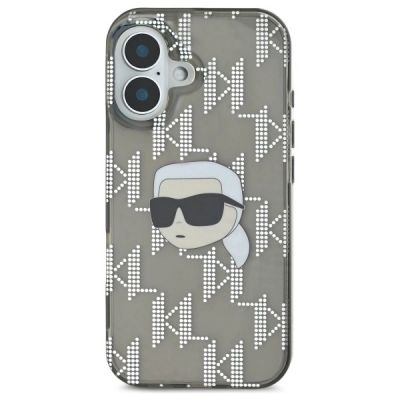 3. Karl Lagerfeld IML Karl Head Electroplated iPhone 16 Case - Black