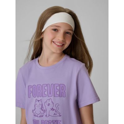 3. Girls' regular printed T-shirt 4F 4FJRAW26TTSHF4240-52S