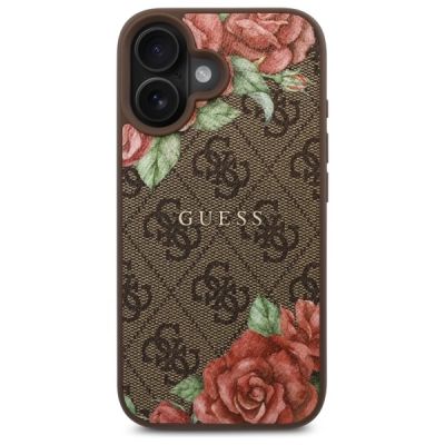 3. Guess GUHMP16SP4ROPEMCW iPhone 16 6.1" brown/brown hardcase 4G Flowers Print MagSafe