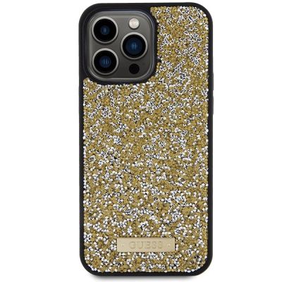 3. Guess Rhinestone Metal Logo case for iPhone 15 Pro - yellow
