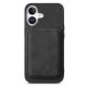 2. Synthetic Leather iPhone 17 Case with Detachable MagSafe Compatible Card Holder - Black