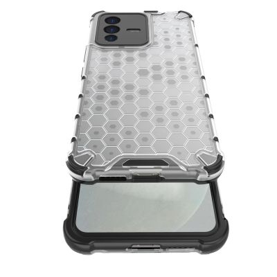 14. Honeycomb case armored cover with a gel frame for Vivo V23 5G transparent