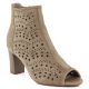 Women's openwork suede high-heeled ankle boots in beige Jezzi ASA283-8