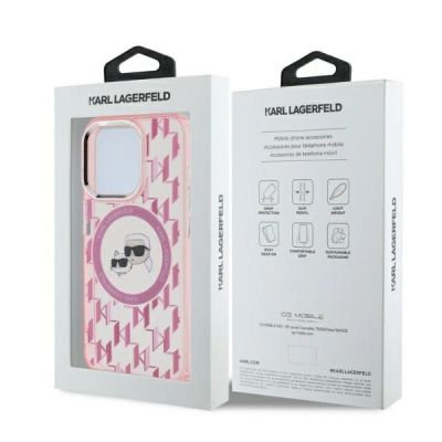 5. Karl Lagerfeld IML Monogram Karl & Choupette Head MagSafe Case for iPhone 15 Pro Max - Pink