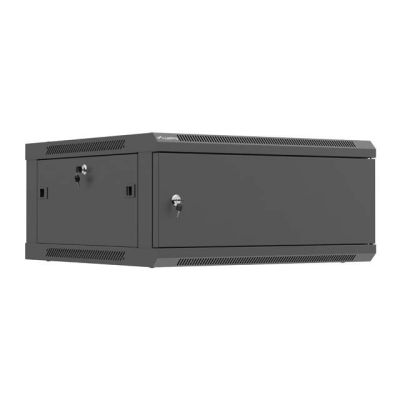 LANBERG WALL-MOUNTED RACK CABINET 19" 4U 600X600 BLACK METAL DOOR (FLAT PACK)