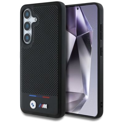 BMW Leather Tricolor Stripe MagSafe Case for Samsung Galaxy S25 - Black