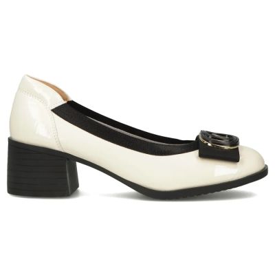 2. Beige patent leather pumps on a block heel Filippo DP6960