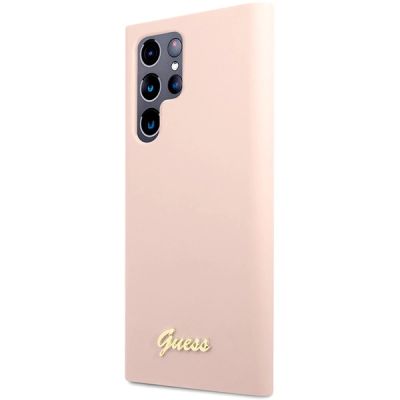 2. Guess GUHCS23LLSLMGPP S23 Ultra S918 pink/pink hardcase Silicone Script Metal Logo