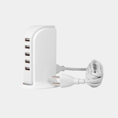 6. Dudao 5x USB charger with built-in EU power cable white (A5EU)