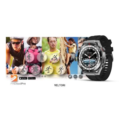 20. VELTORI VT100-1 Smartwatch + Black Silicone Strap + Black Eco Leather