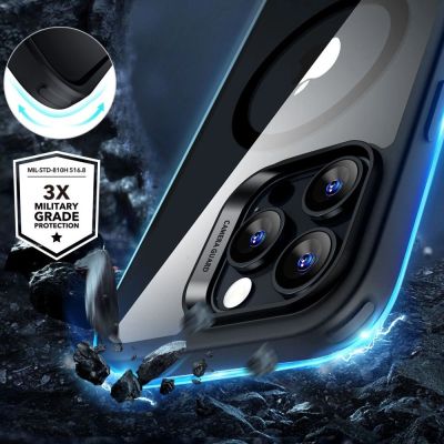 2. ESR Classic Hybrid Halolock MagSafe Case + Tempered Glass for iPhone 16 Pro Max - Clear with Black Frame