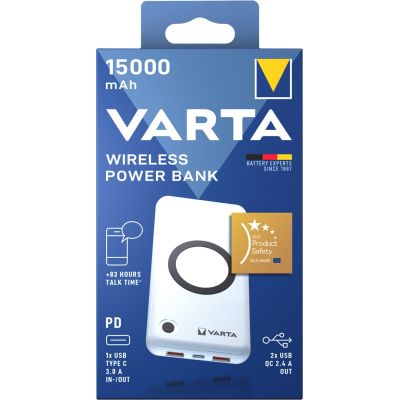 8. Varta 57908 101 111 Power Bank Lithium Polymer (LiPo) 15000 mAh Wireless Charging White
